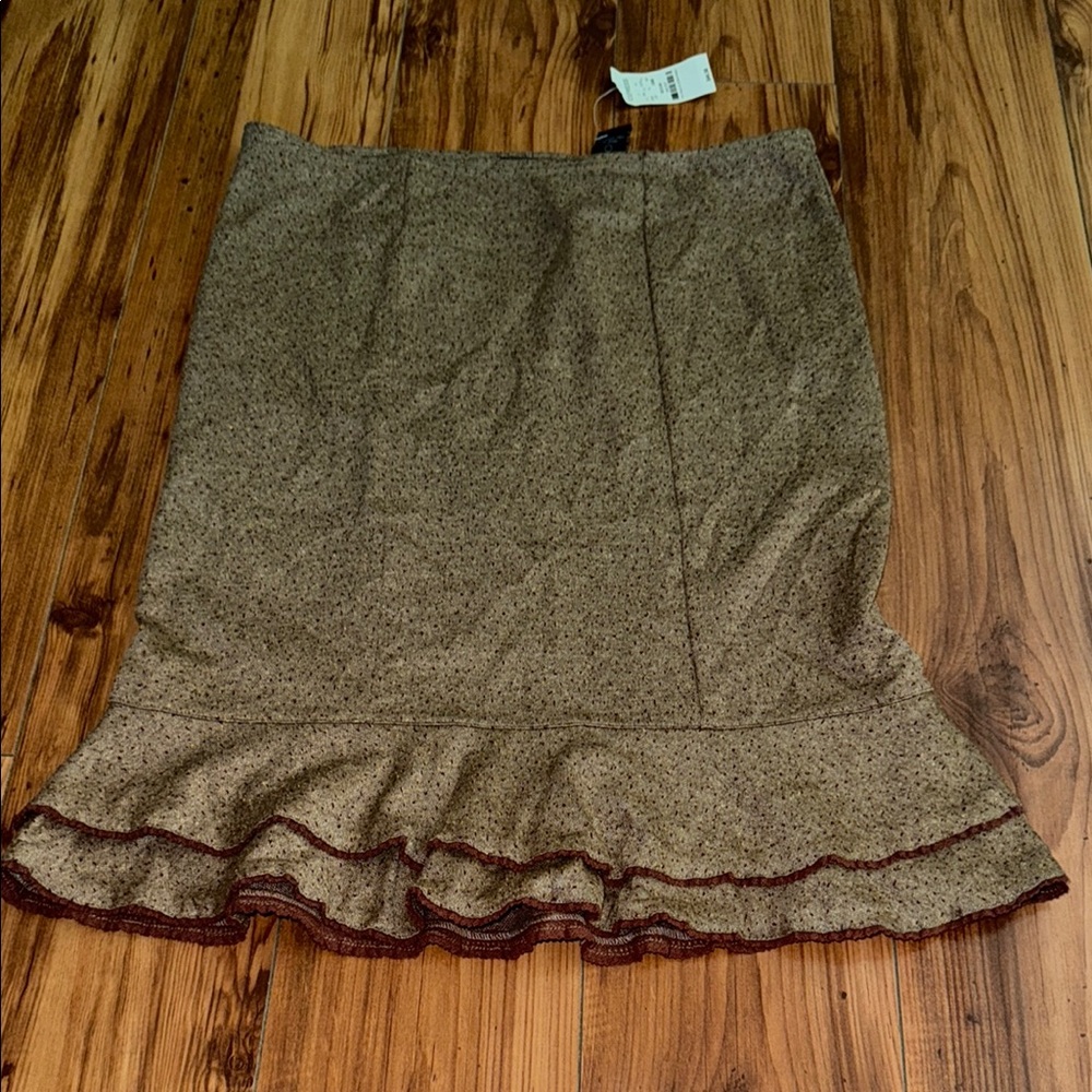 Express Brown Ruffle Hem Skirt